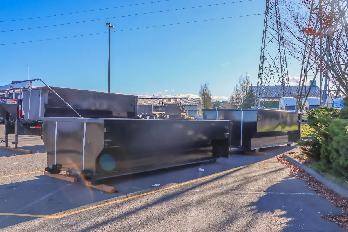 Roll-off dumpster ready for waste disposal at job site for Cleanout Dumpster Rental in Trinity